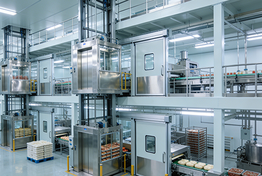 Connection plan for multi-layer production lines in the clean workshop of a food processing factory